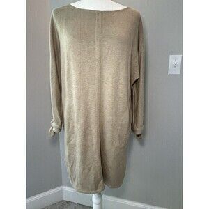MAX STUDIO Weekend Camel Color Heavy Knit Dress with Pockets and Tie Sleeves M